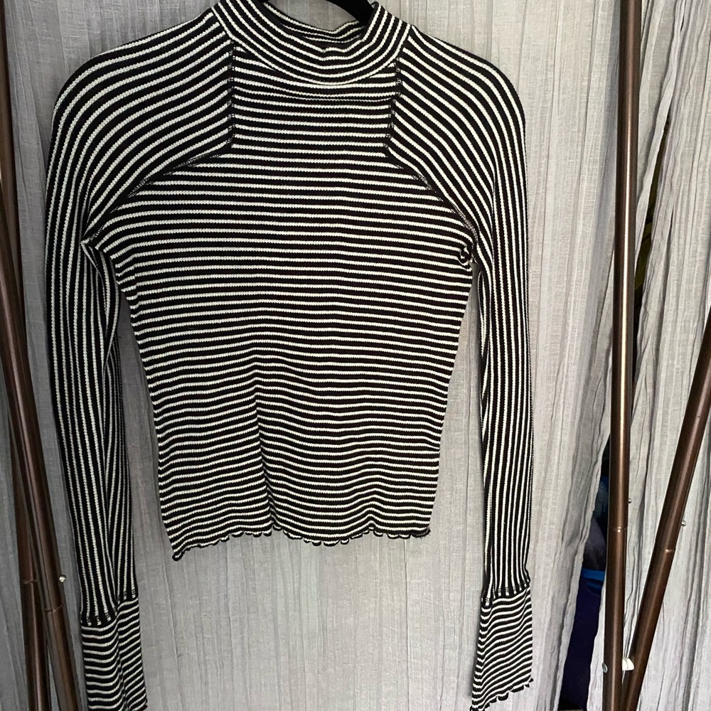 FP Striped Ruffle Blouse